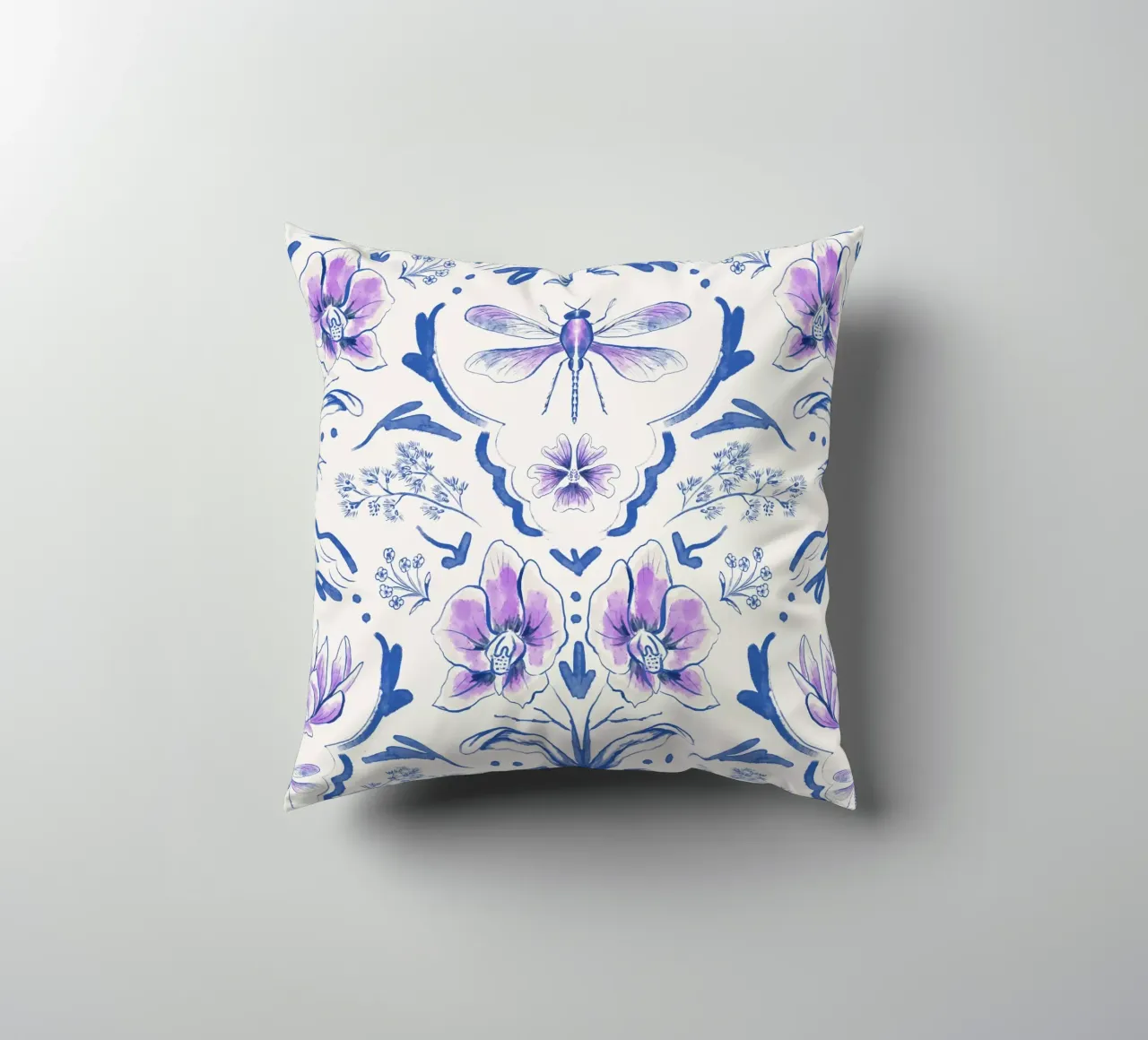 Bohemian Garden of Flowers and Dragonflies kussen van anisillustration