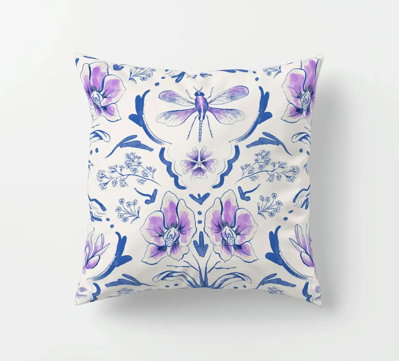 Bohemian Garden of Flowers and Dragonflies kussen van anisillustration