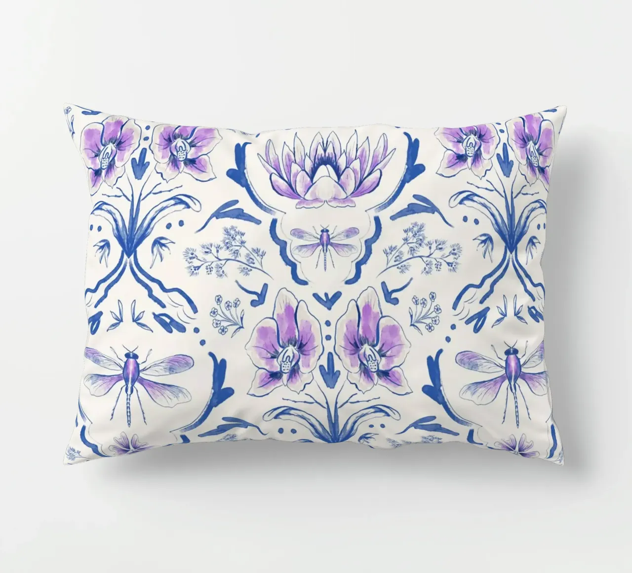 Bohemian Garden of Flowers and Dragonflies kussen van anisillustration