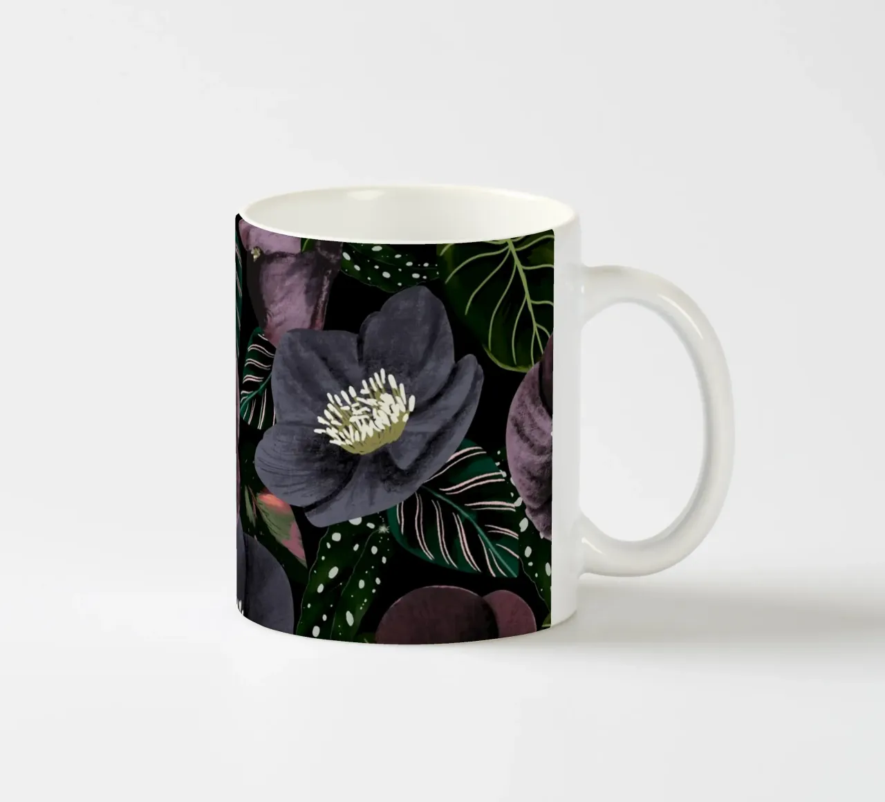Dark Purple Flowers Pattern tazza in ceramica da anisillustration