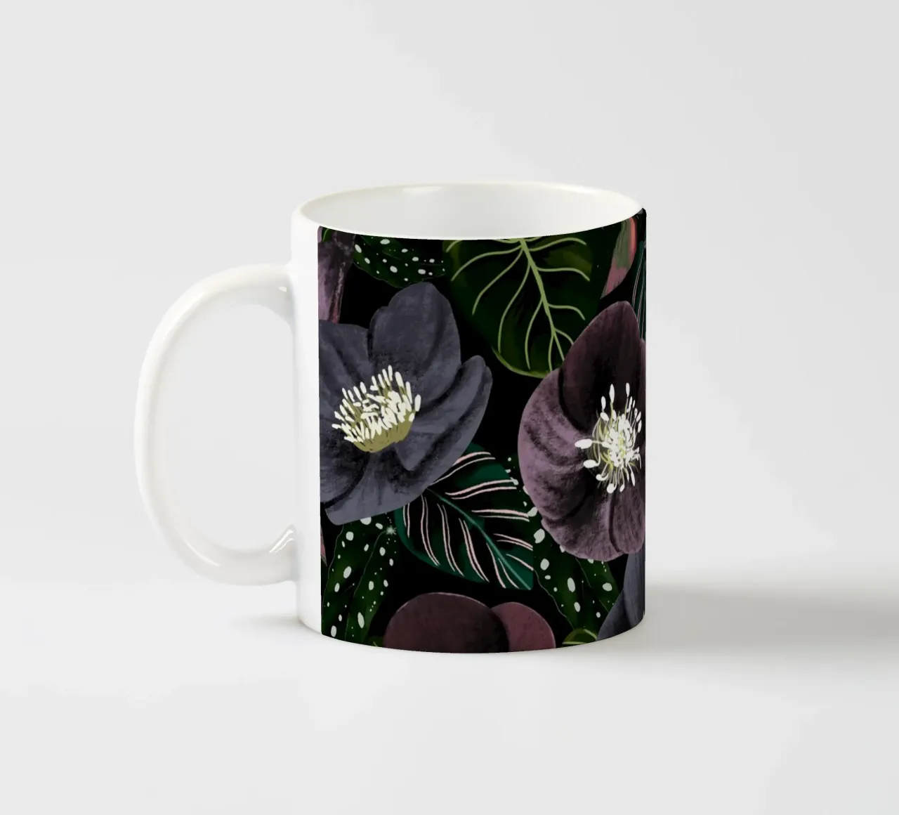 Dark Purple Flowers Pattern tazza in ceramica da anisillustration