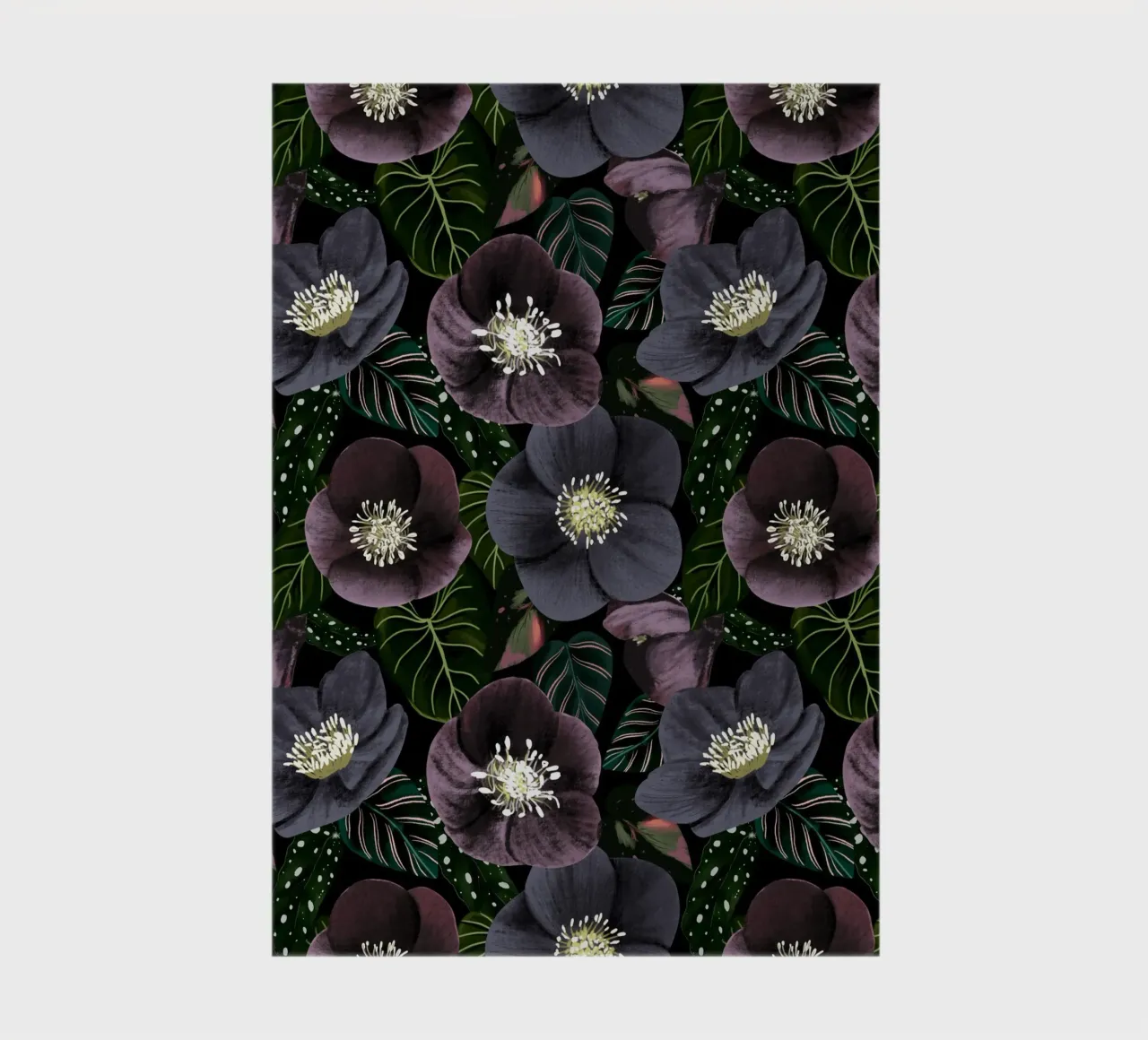 Dark Purple Flowers Pattern notebook by anisillustration