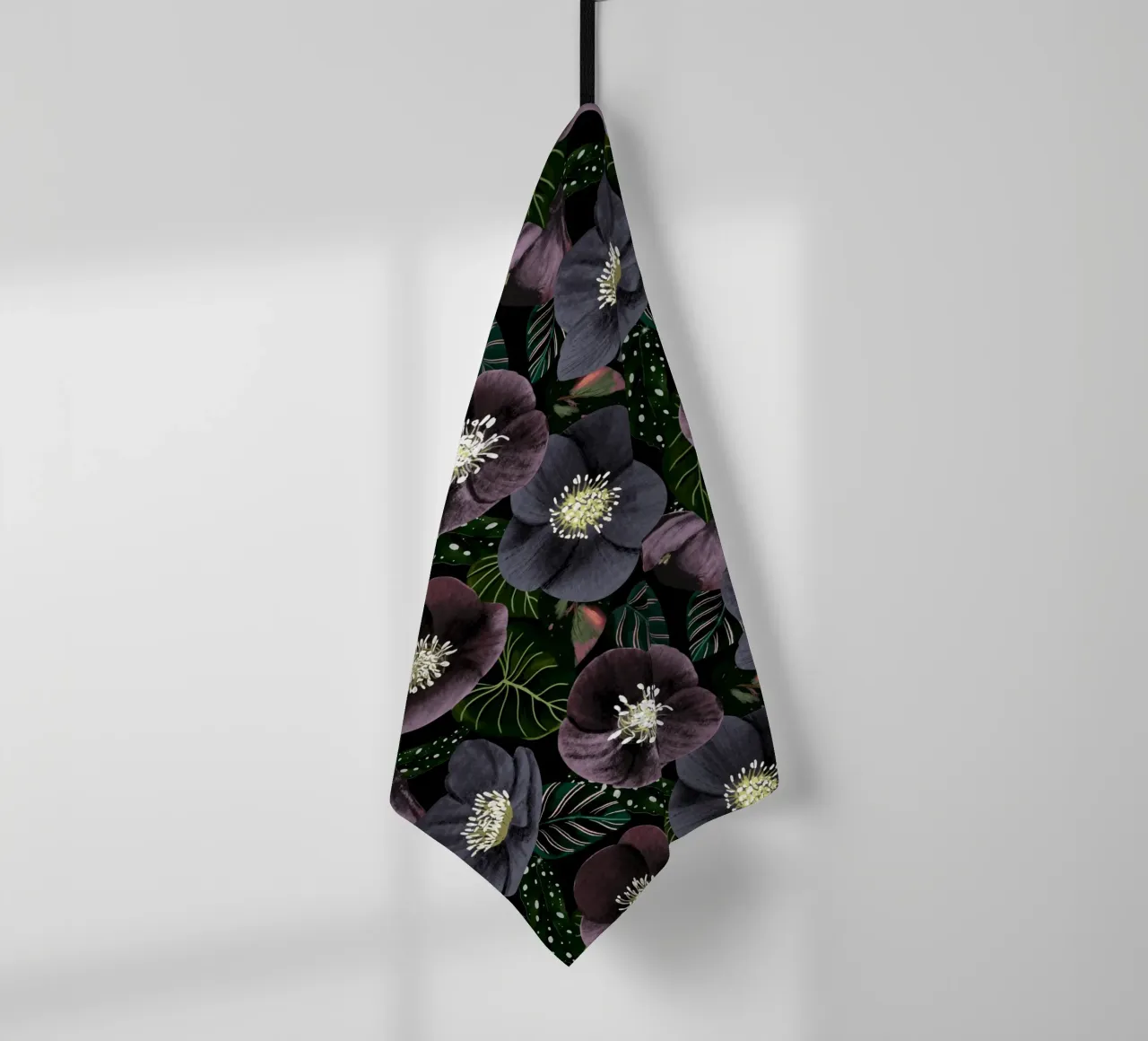 Dark Purple Flowers Pattern canovaccio da cucina da anisillustration