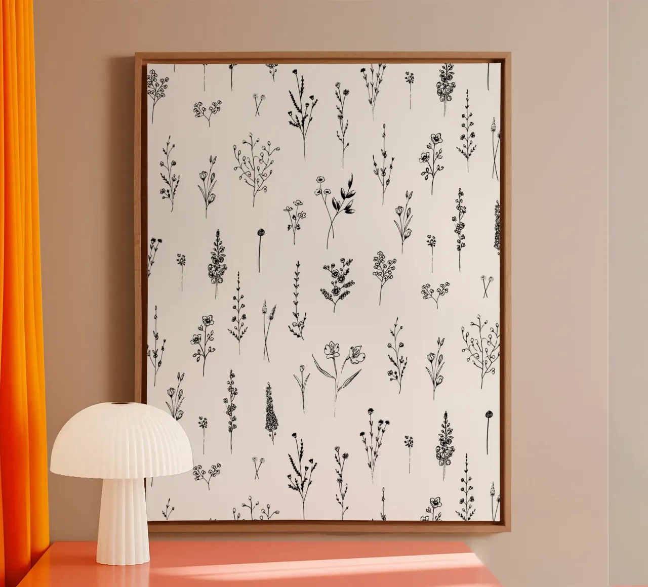 White Wildflowers Floral Pattern tela con Cornice a cassetta da anisillustration