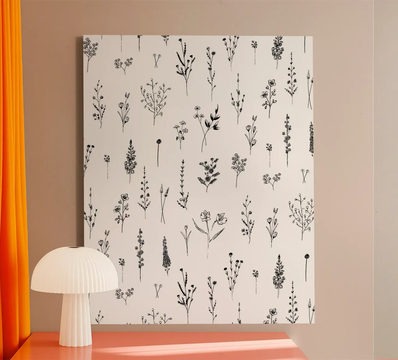 White Wildflowers Floral Pattern tela con Cornice a cassetta da anisillustration