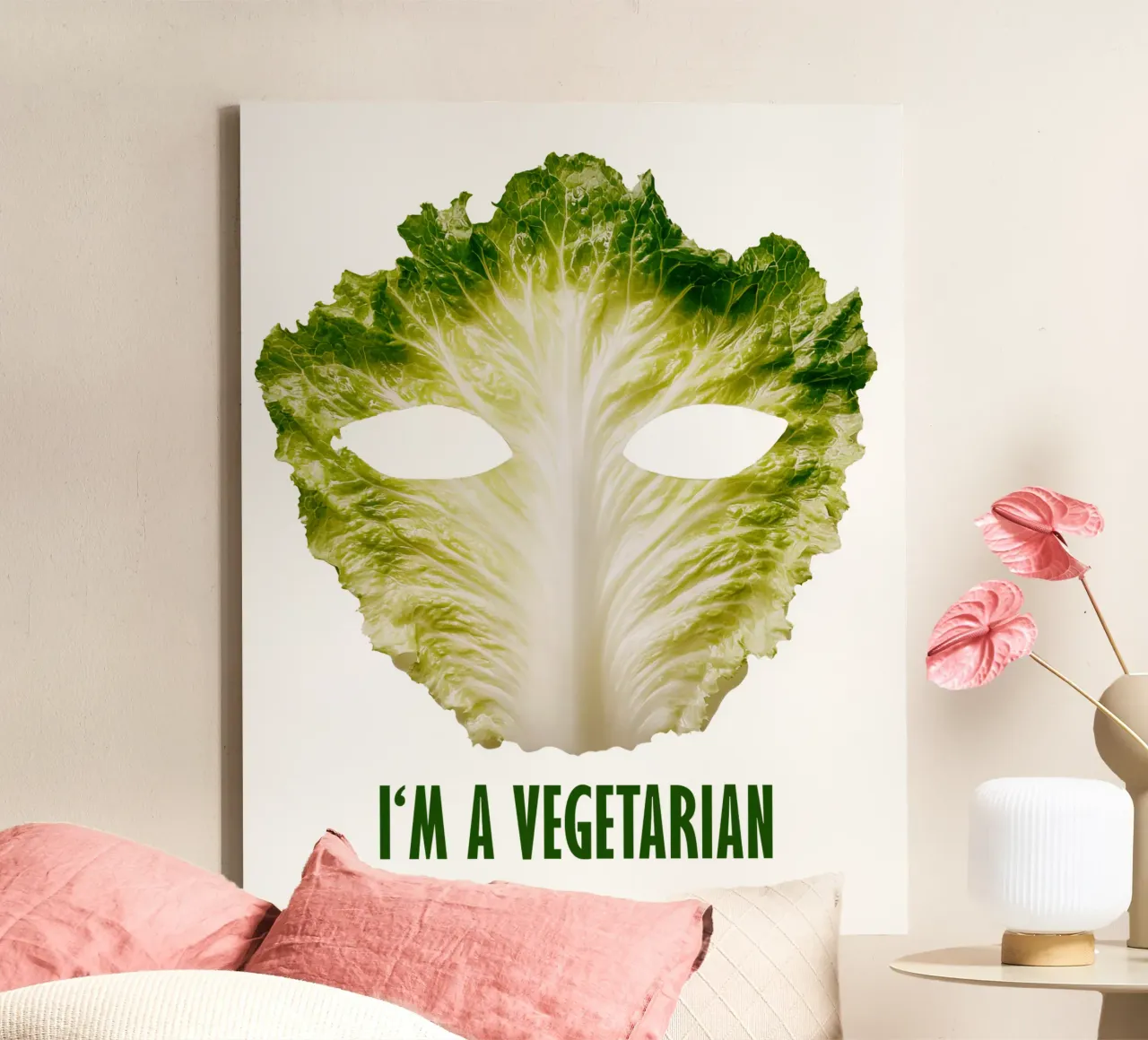 Sono vegetariano | Foglia di insalata umoristica tela con Cornice a cassetta da Autofocus