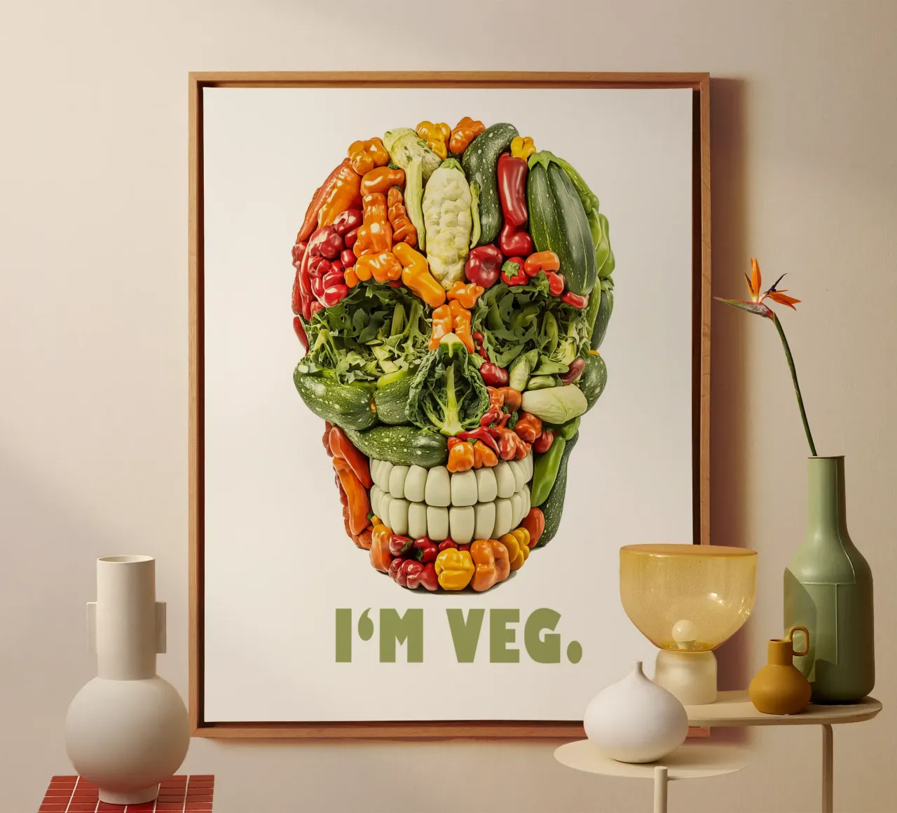 Sono Veg | Cranio vegetariano tela con Cornice a cassetta da Autofocus