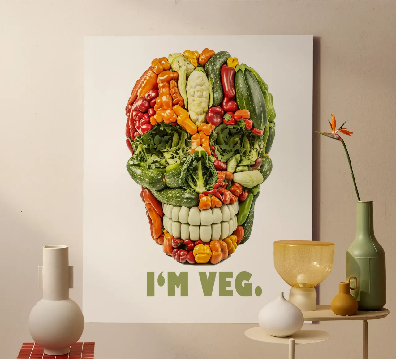 Sono Veg | Cranio vegetariano tela con Cornice a cassetta da Autofocus
