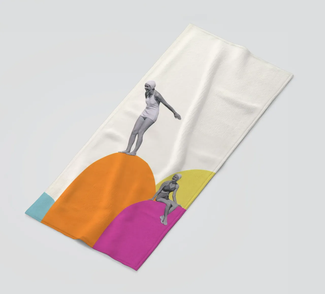 Cliff Diving beach towel by Cassia Beck Collage