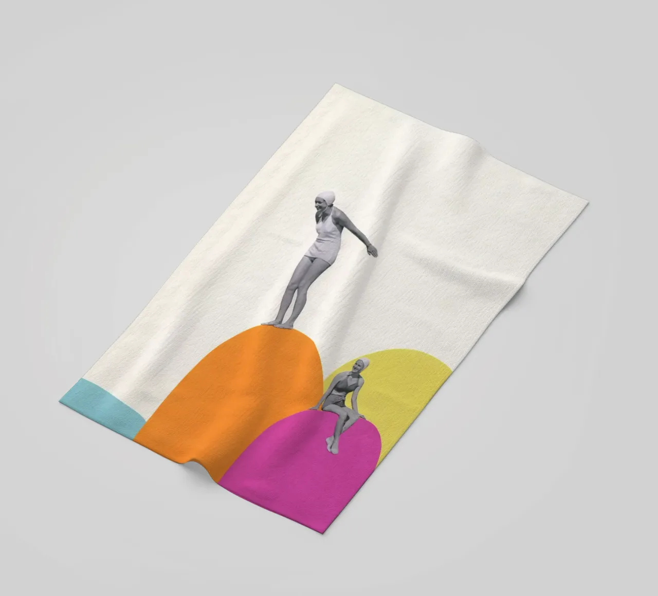 Cliff Diving beach towel by Cassia Beck Collage