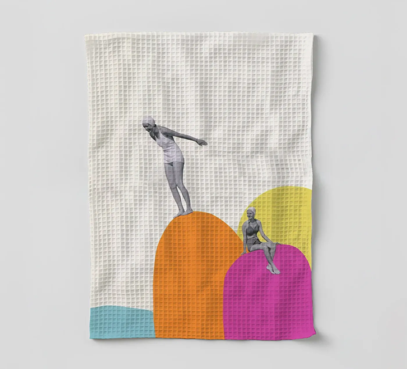 Cliff Diving tea towel by Cassia Beck Collage