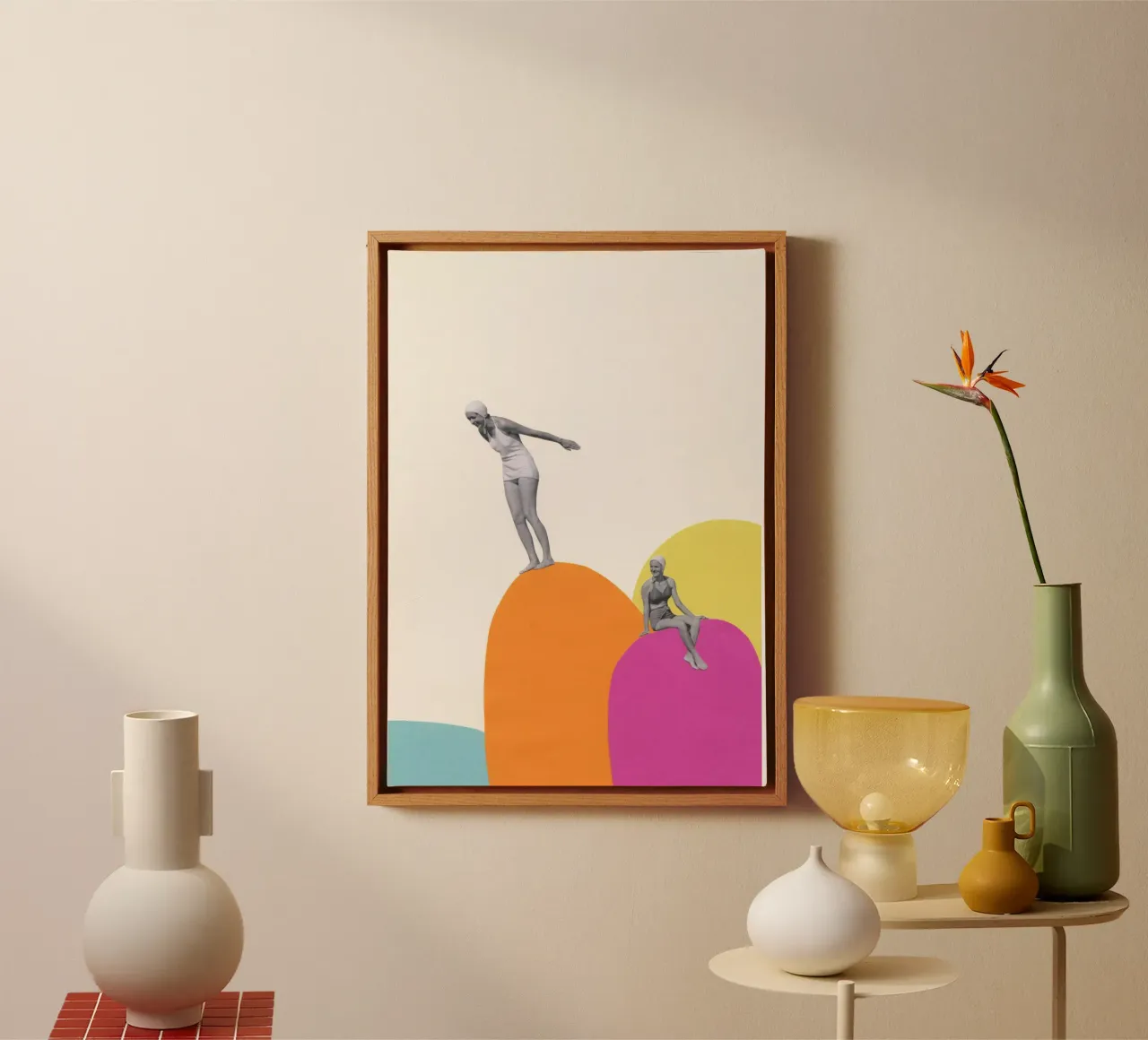 Klifduiken canvas met Baklijst van Cassia Beck Collage