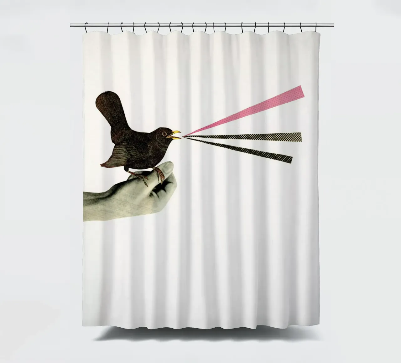 Bird in the Hand shower curtain by Cassia Beck Collage