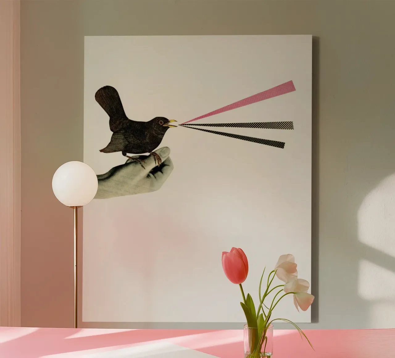 Bird in the Hand canvas with Floater frame by Cassia Beck Collage