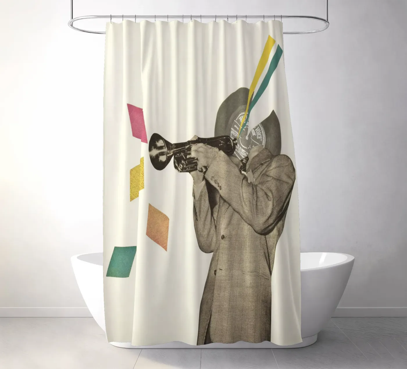 Blue Note Duschvorhang von Cassia Beck Collage