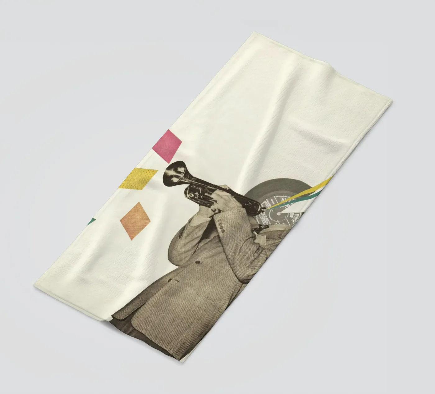 Blue Note beach towel by Cassia Beck Collage