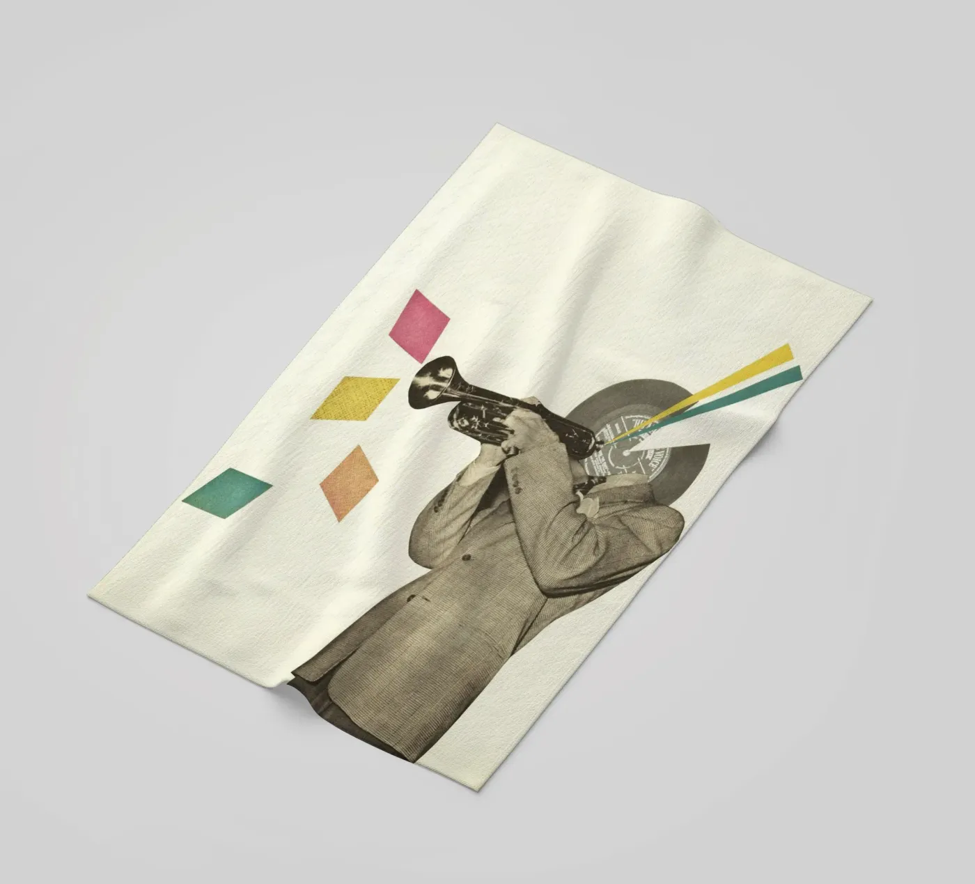 Blue Note beach towel by Cassia Beck Collage