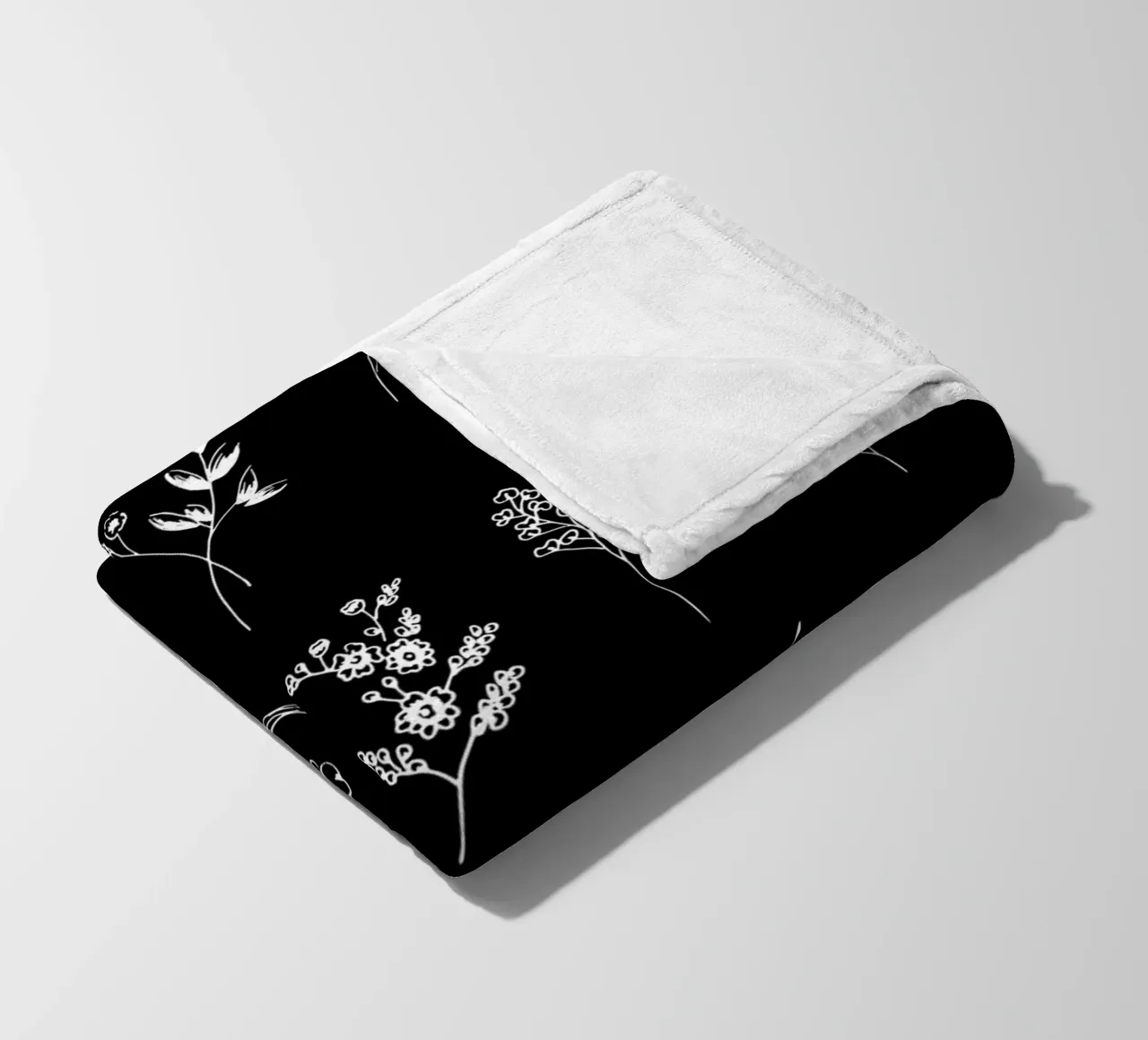 Black Wildflowers Minimalist Line Art Pattern coperta in pile da anisillustration