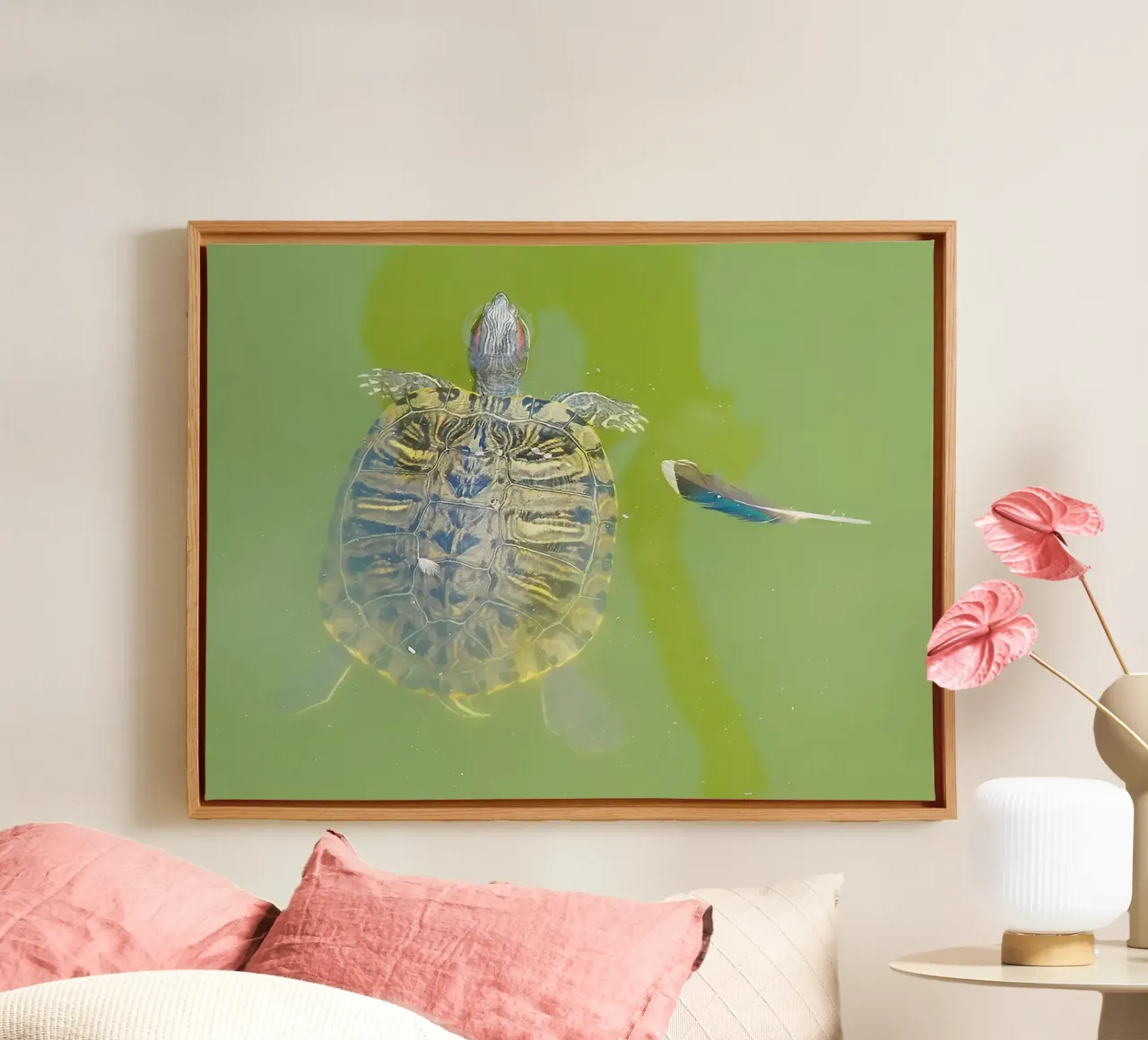 Lazy Summer Afternoon | Floating Turtle tela con Cornice a cassetta da menega sabidussi | moods