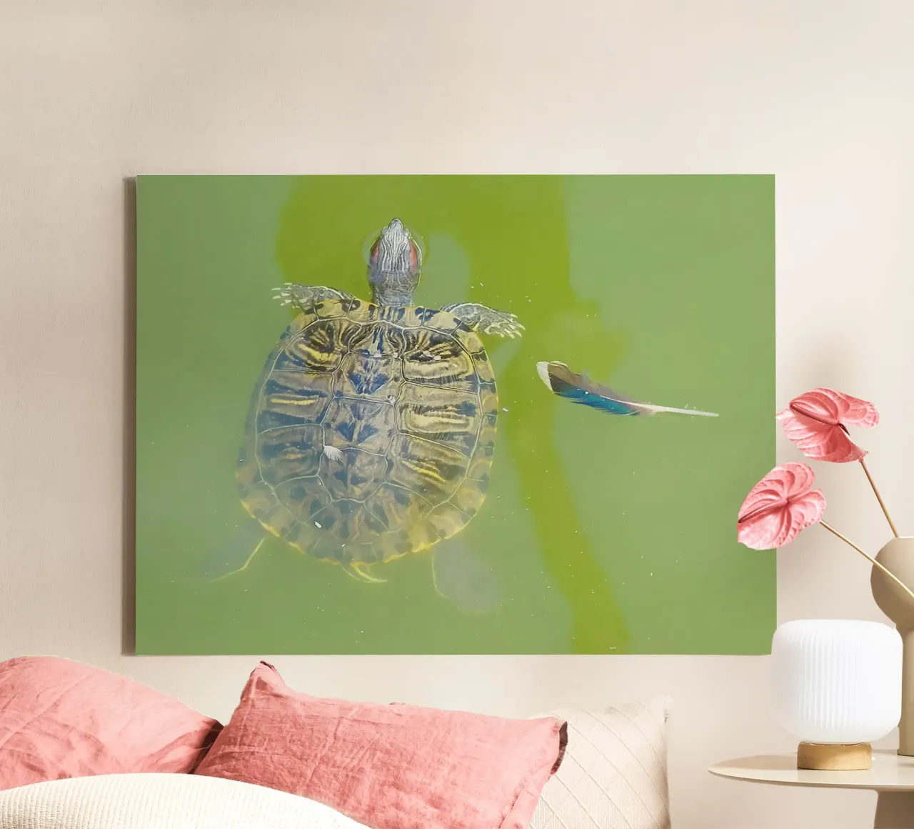 Lazy Summer Afternoon | Floating Turtle tela con Cornice a cassetta da menega sabidussi | moods