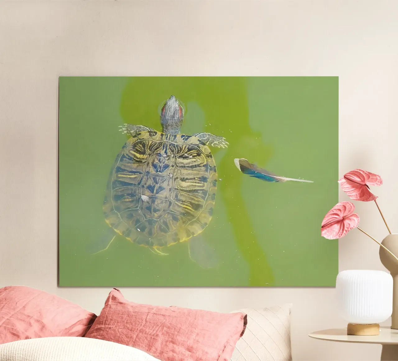 Lazy Summer Afternoon | Floating Turtle poster con telaio in plastica da menega sabidussi | moods