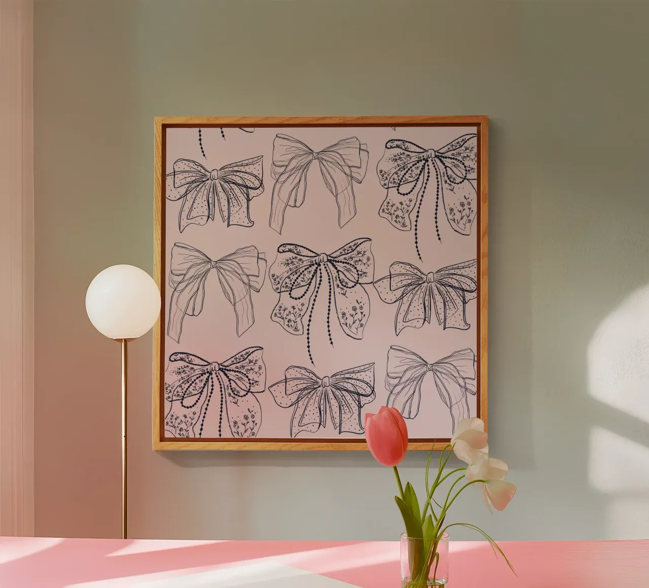 Cute Pink Bows Pattern acrylic glass by anisillustration