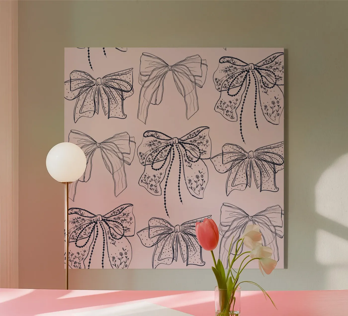 Cute Pink Bows Pattern acryl van anisillustration