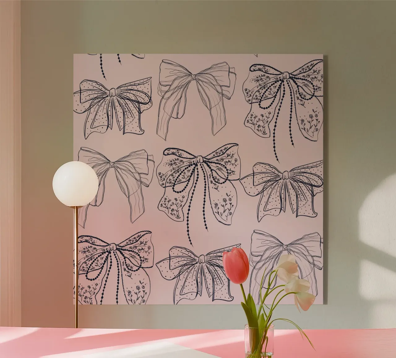 Cute Pink Bows Pattern plexiglass da anisillustration