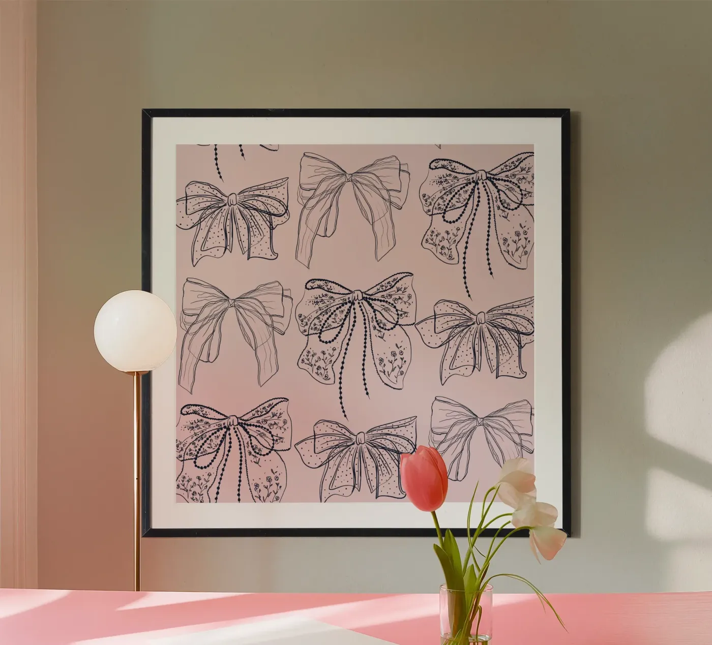 Cute Pink Bows Pattern poster by anisillustration