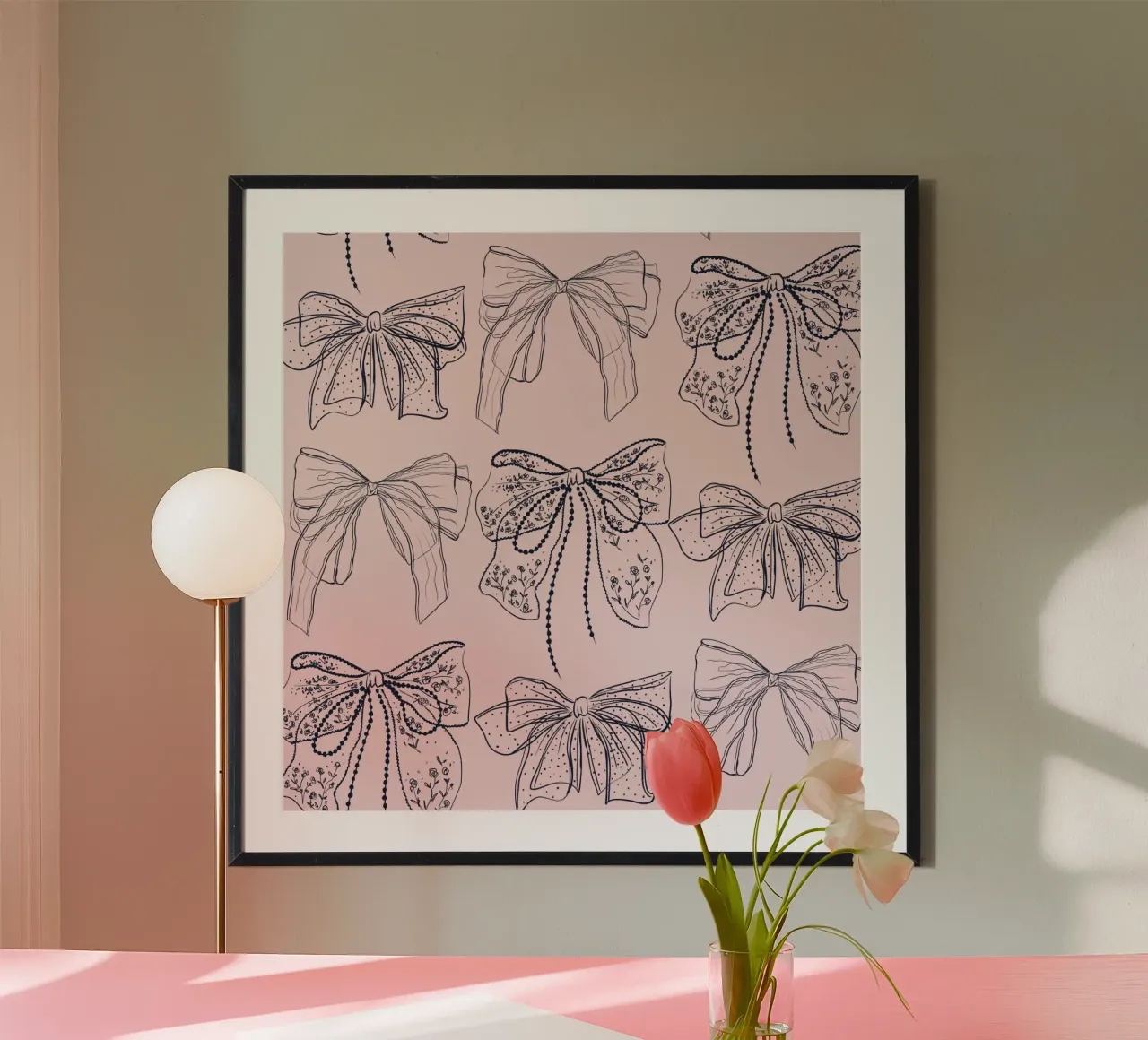 Cute Pink Bows Pattern poster da anisillustration