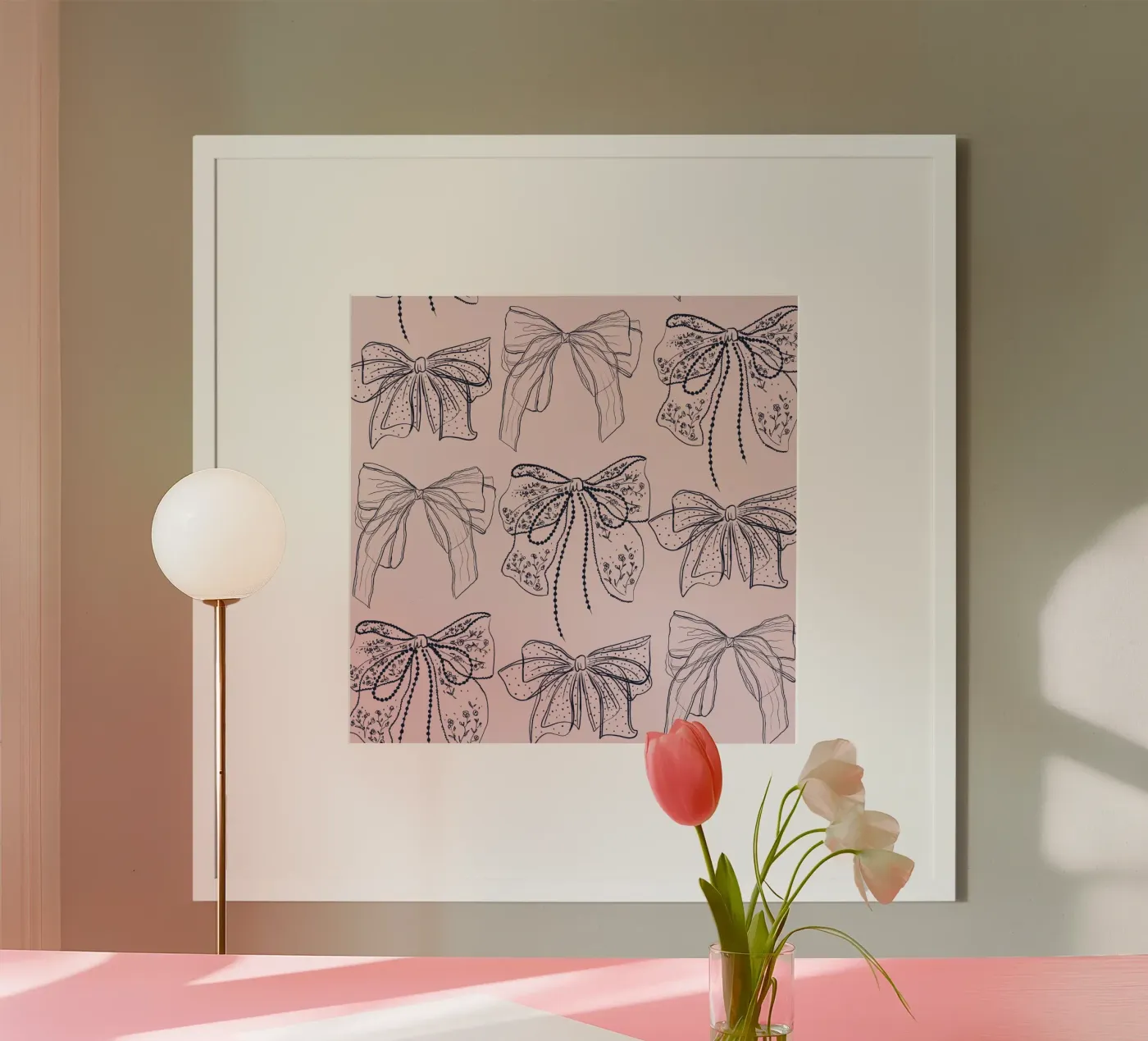 Cute Pink Bows Pattern poster by anisillustration