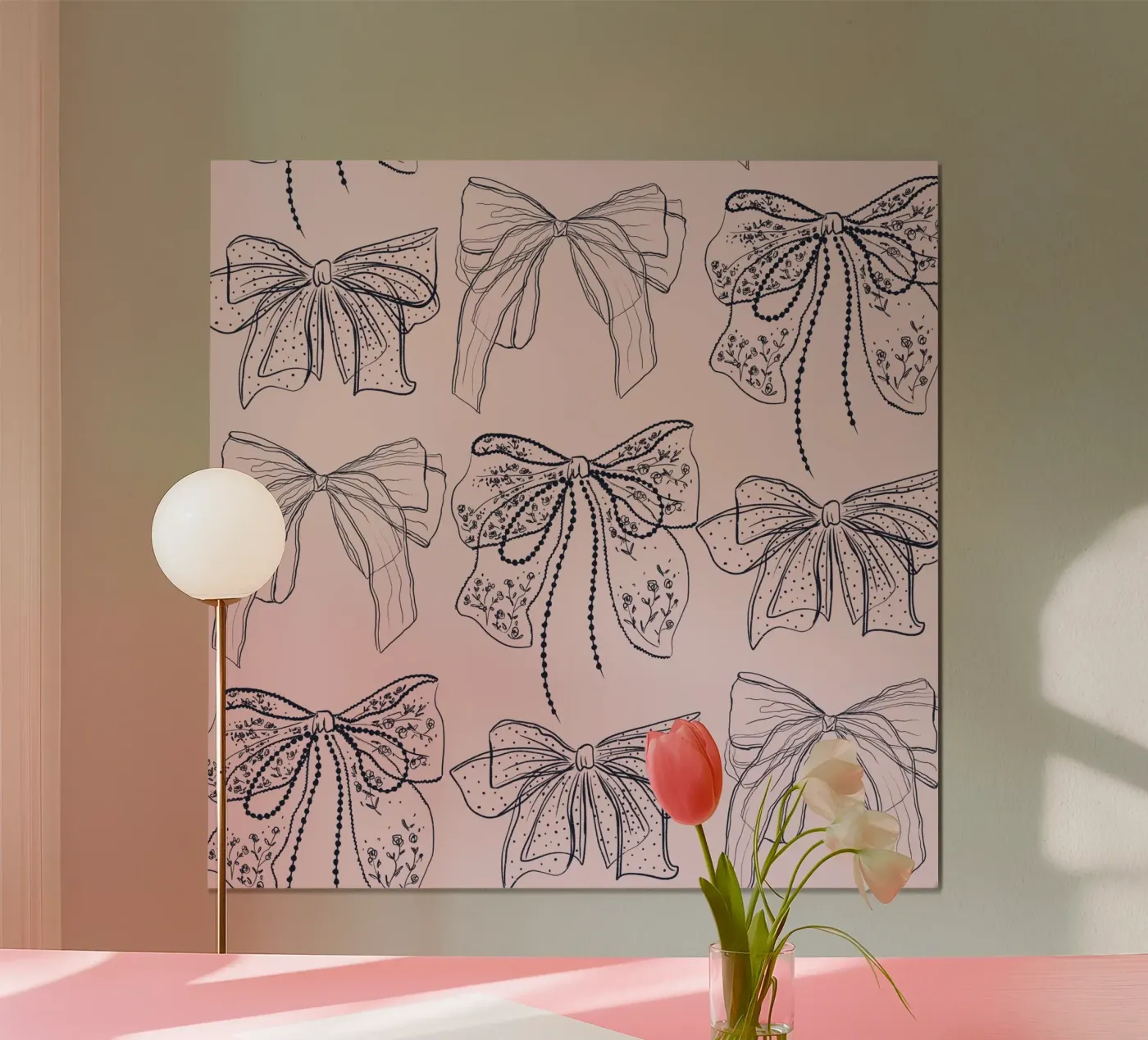 Cute Pink Bows Pattern poster by anisillustration