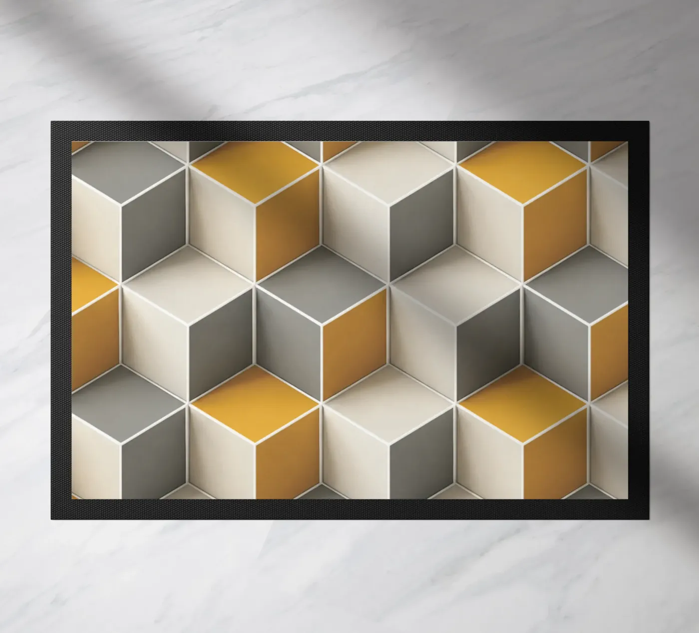 Geometric 3D cube tile pattern deurmat van Bojasweet
