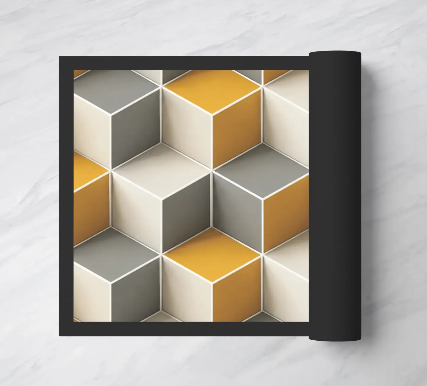 Geometric 3D cube tile pattern deurmat van Bojasweet