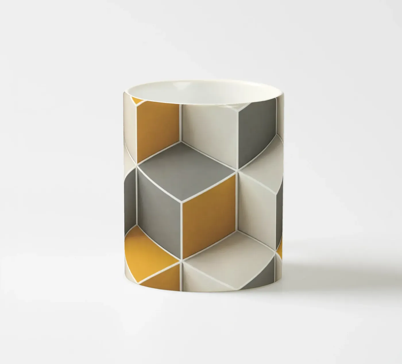 Geometric 3D cube tile pattern ceramic mug by Bojasweet
