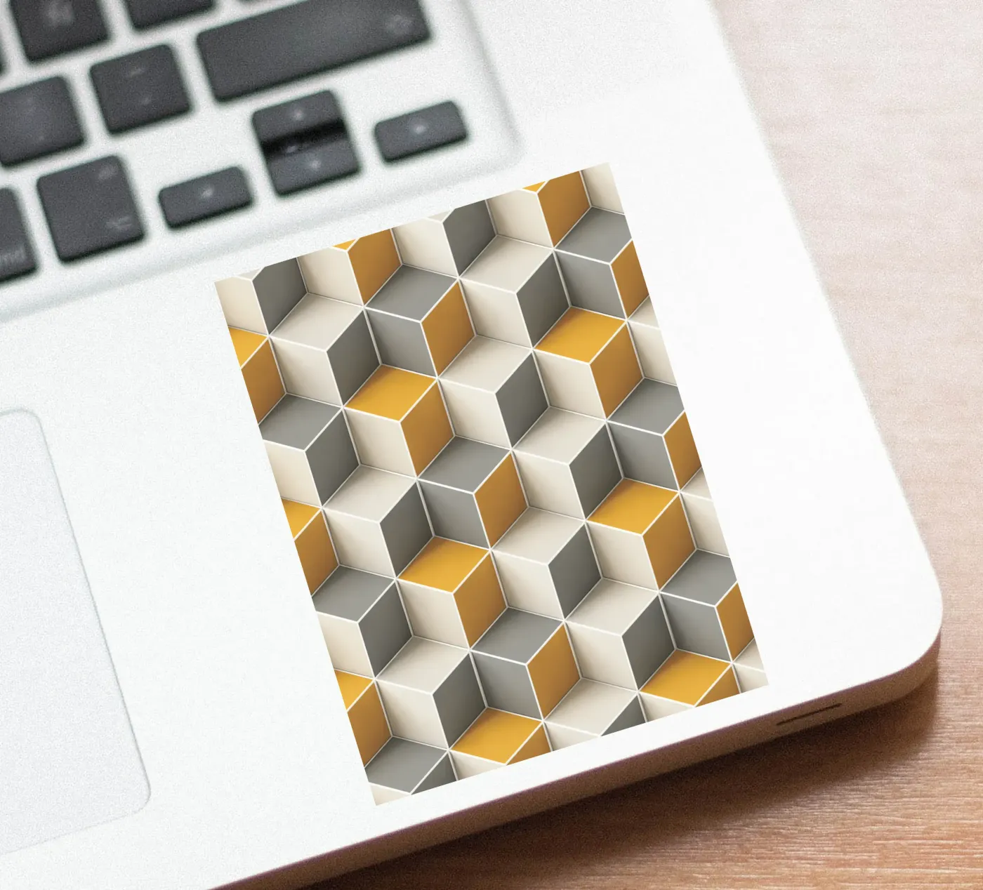 Geometric 3D cube tile pattern sticker by Bojasweet