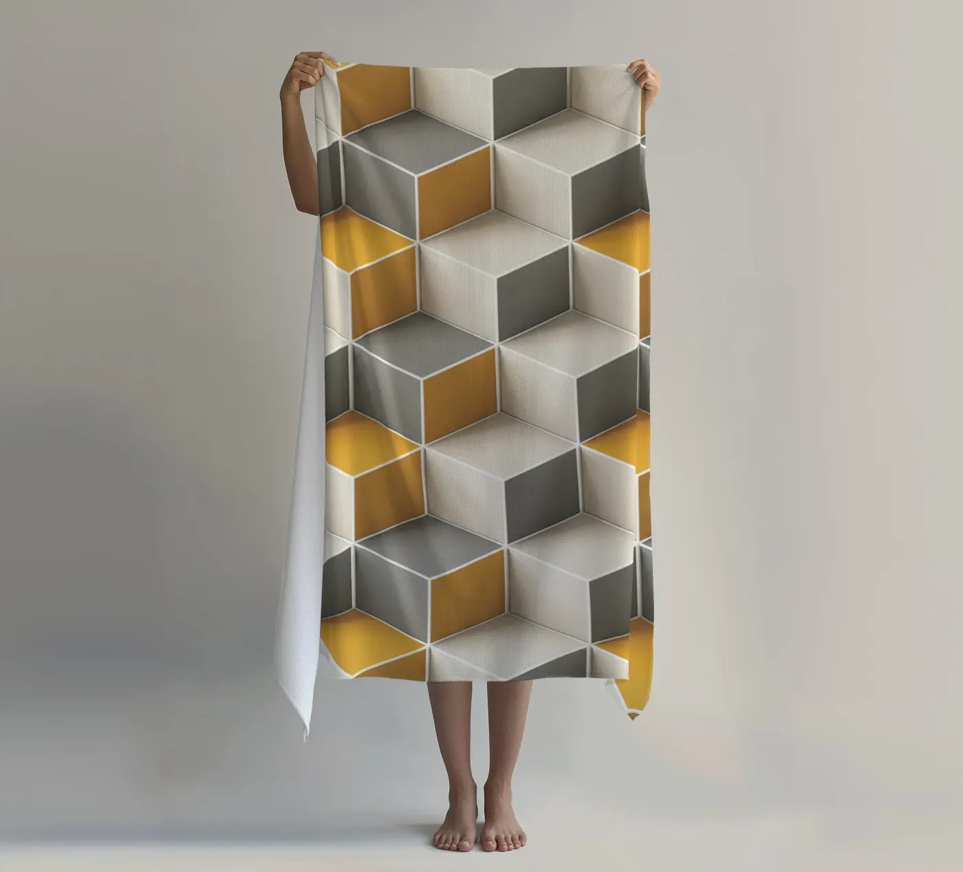 Geometric 3D cube tile pattern telo mare da Bojasweet