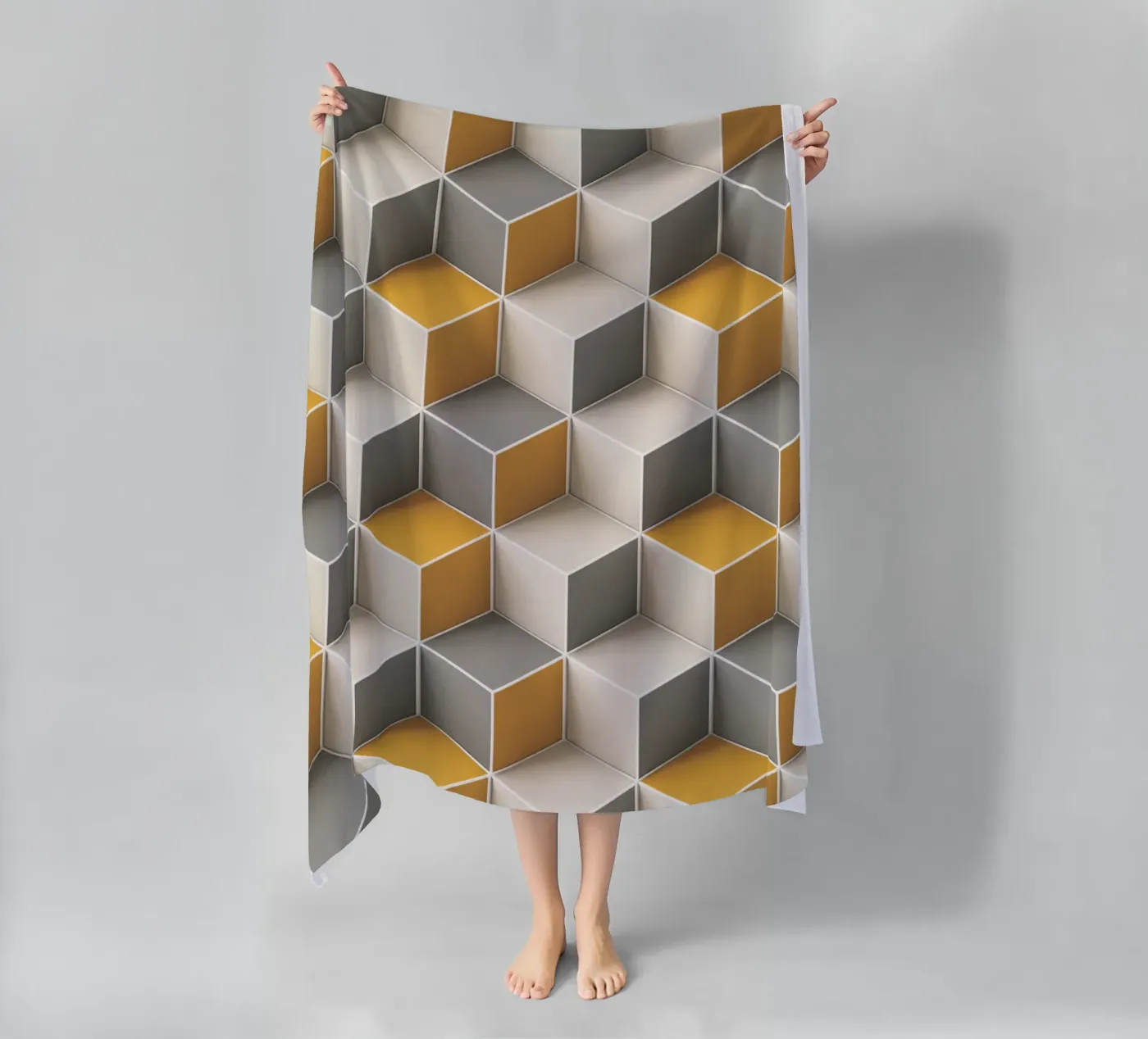 Geometric 3D cube tile pattern telo mare da Bojasweet