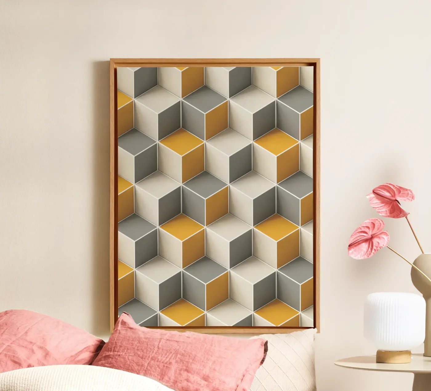 Geometric 3D cube tile pattern tela da Bojasweet