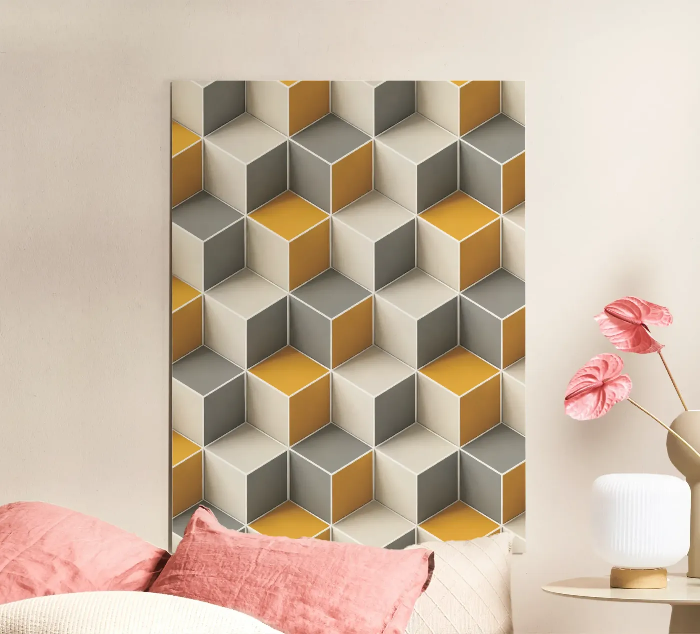 Geometric 3D cube tile pattern Poster von Bojasweet