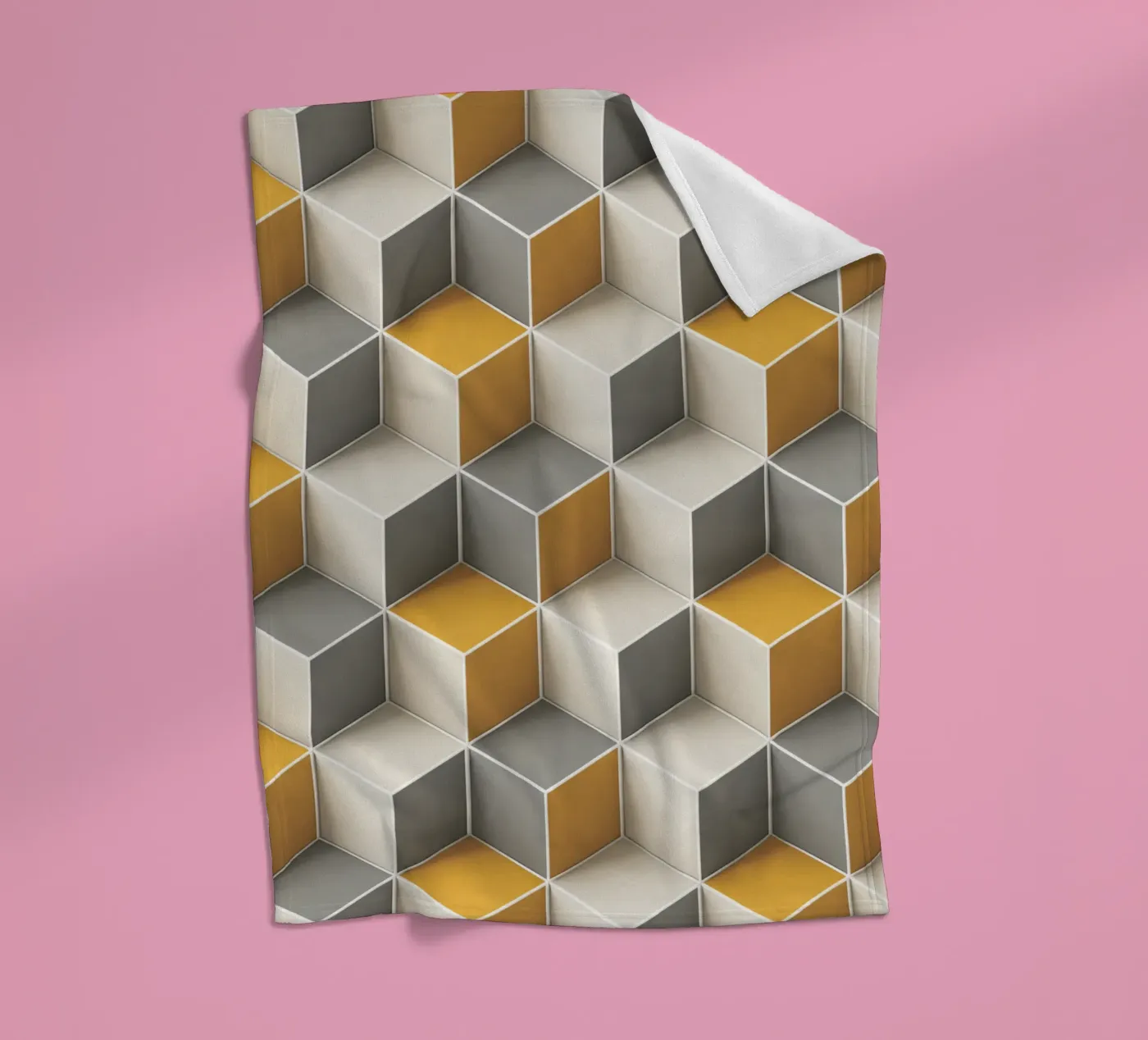 Geometric 3D cube tile pattern fleecedeken van Bojasweet