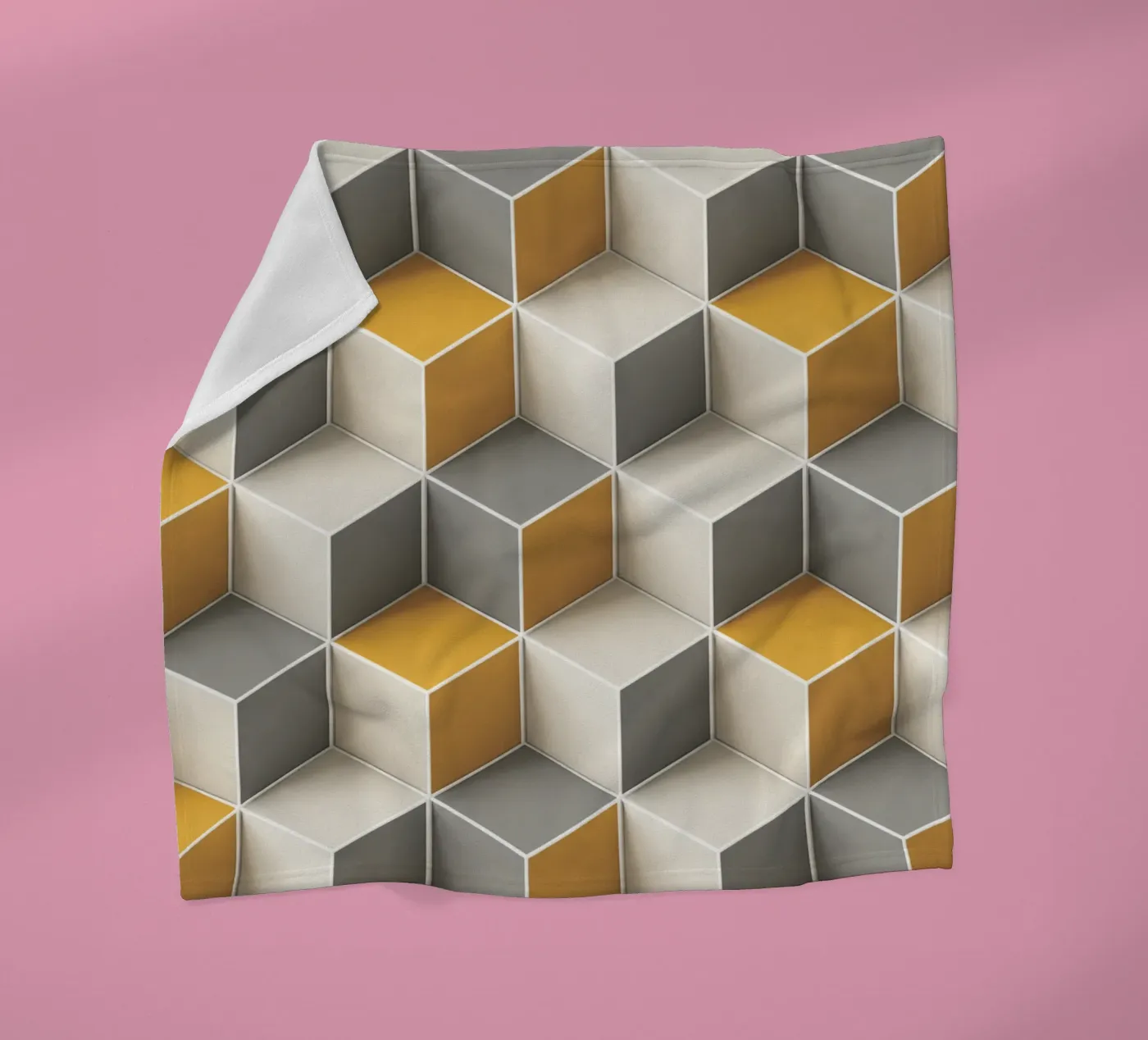 Geometric 3D cube tile pattern fleecedeken van Bojasweet