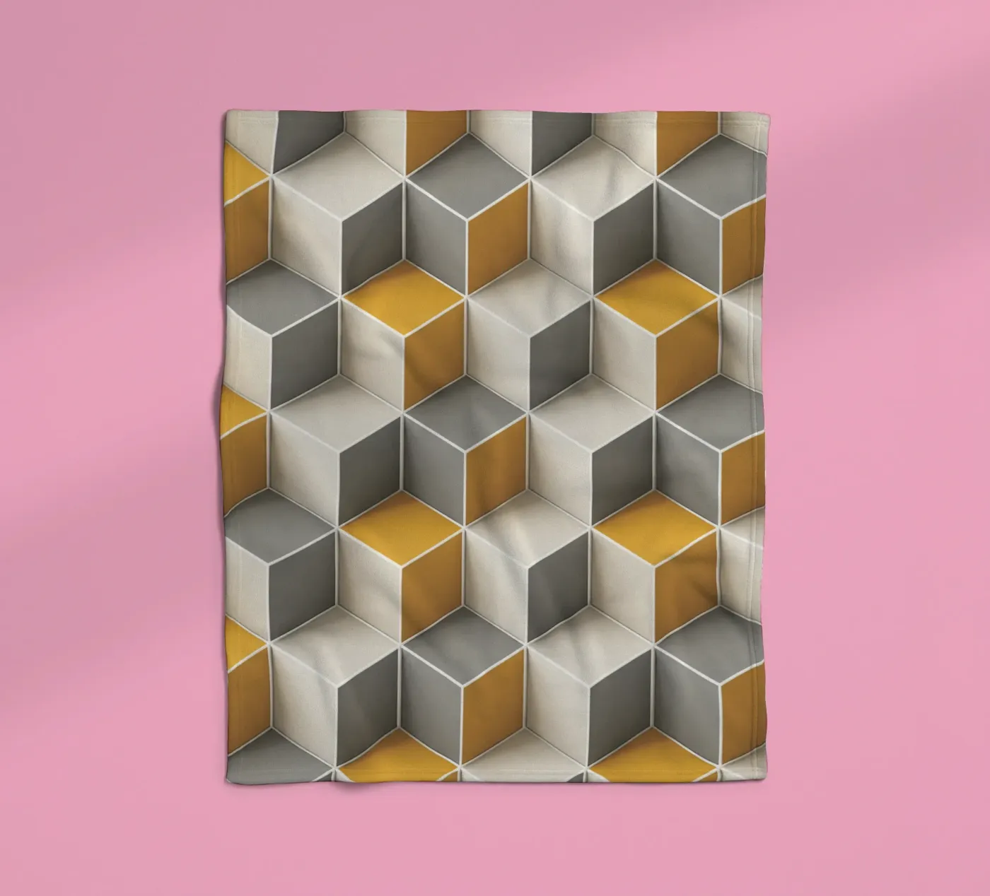 Geometric 3D cube tile pattern fleecedeken van Bojasweet