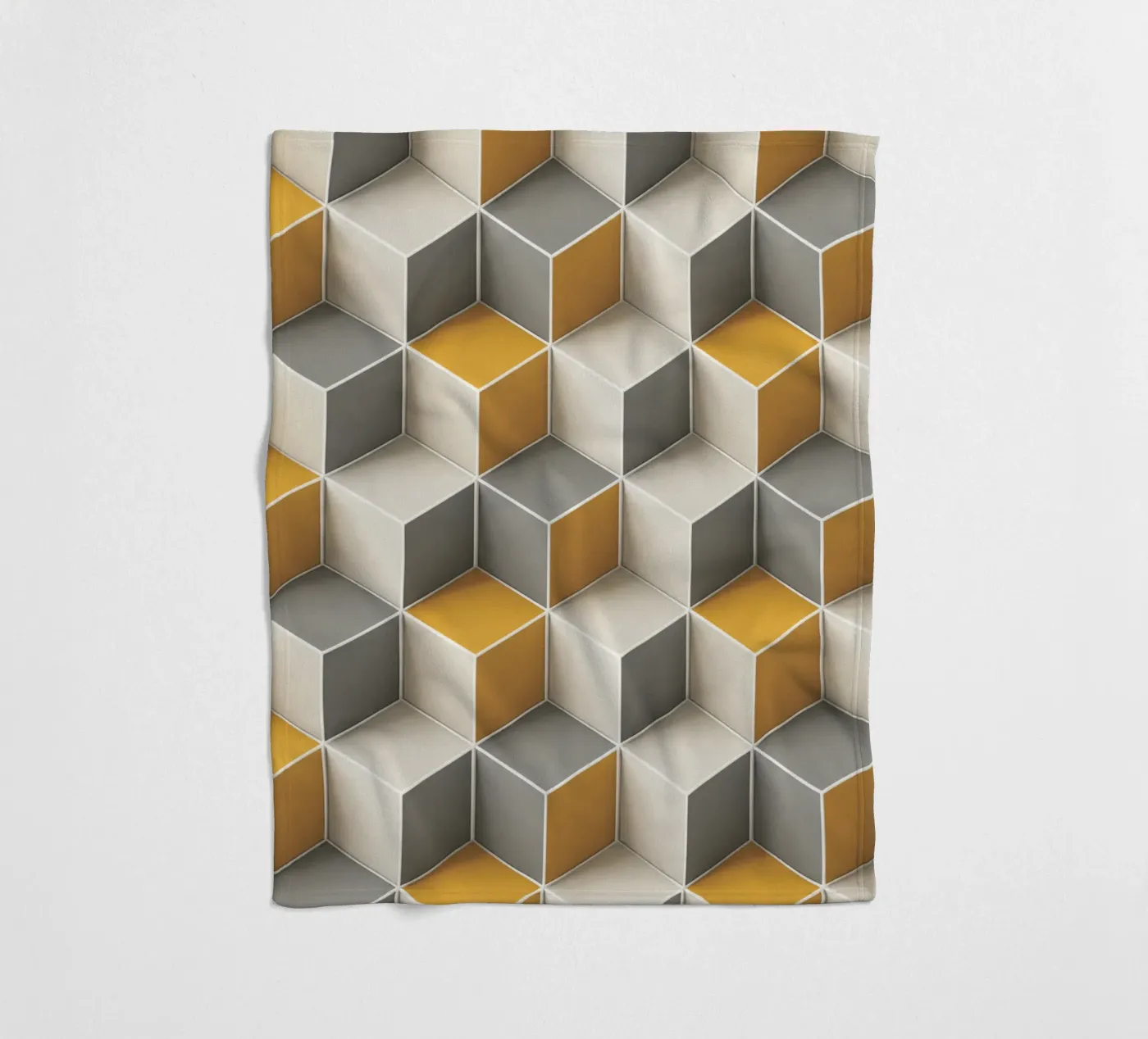 Geometric 3D cube tile pattern fleecedeken van Bojasweet