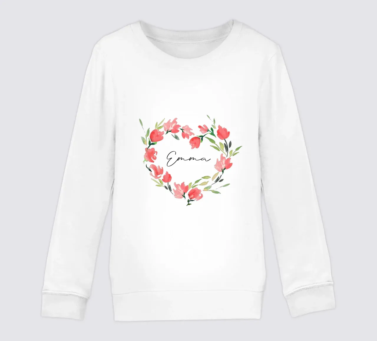 Watercolor Floral Heart Wreath with Name felpa bambino da anisillustration