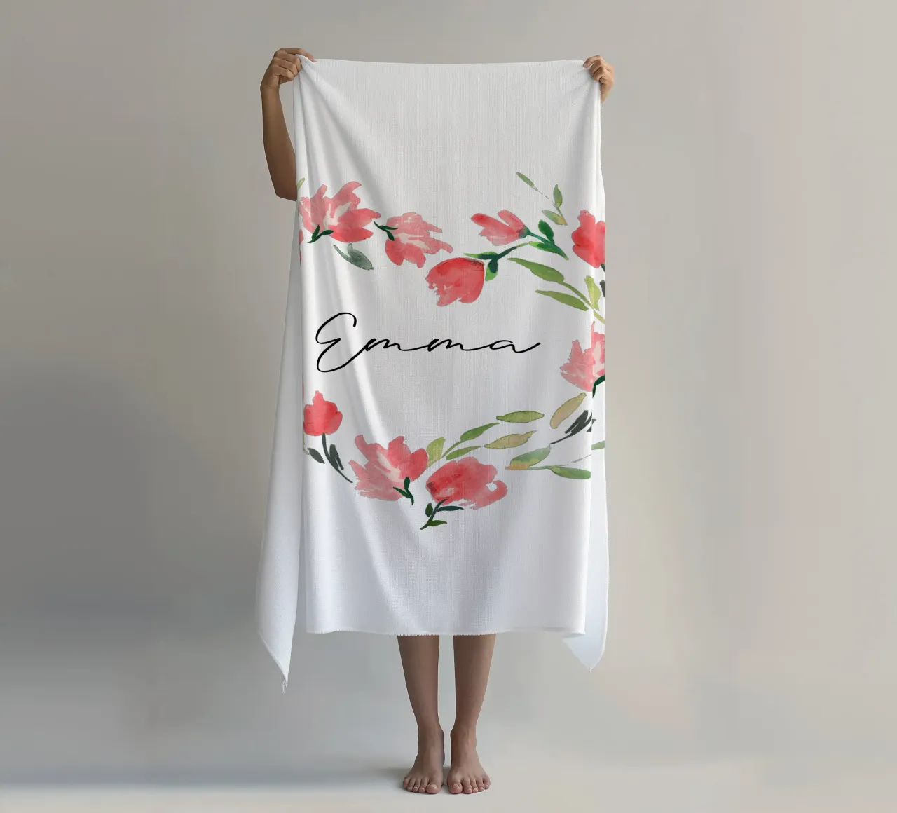 Watercolor Floral Heart Wreath with Name telo mare da anisillustration