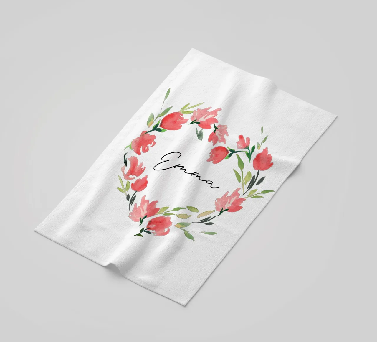 Watercolor Floral Heart Wreath with Name telo mare da anisillustration
