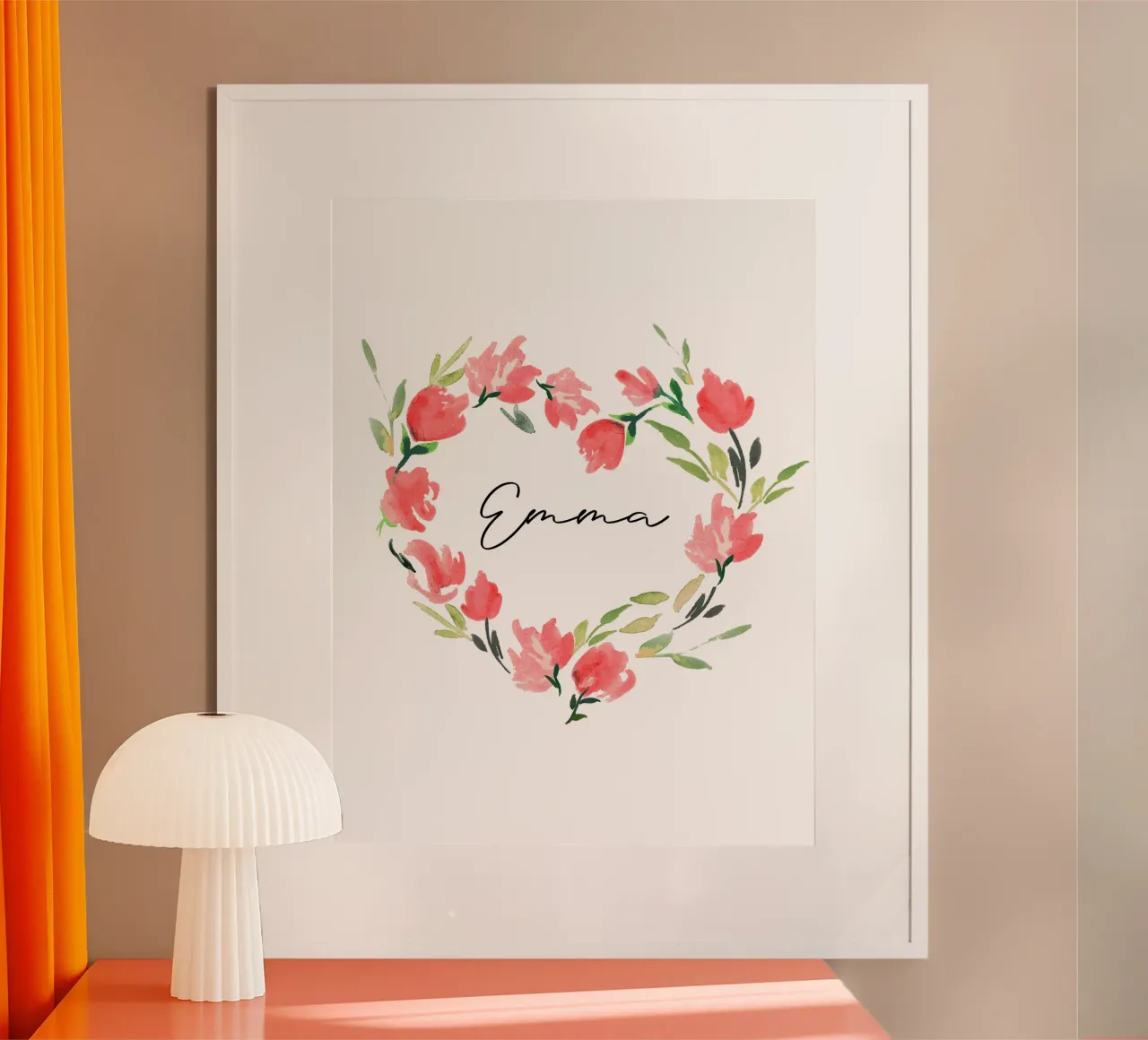 Watercolor Floral Heart Wreath with Name carta hahnemühle da anisillustration
