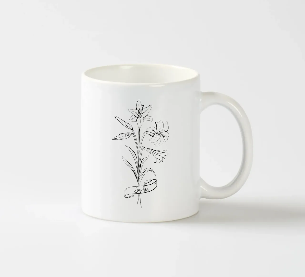 Lilium Flowers Bouquet with Name or Quote tazza in ceramica da anisillustration