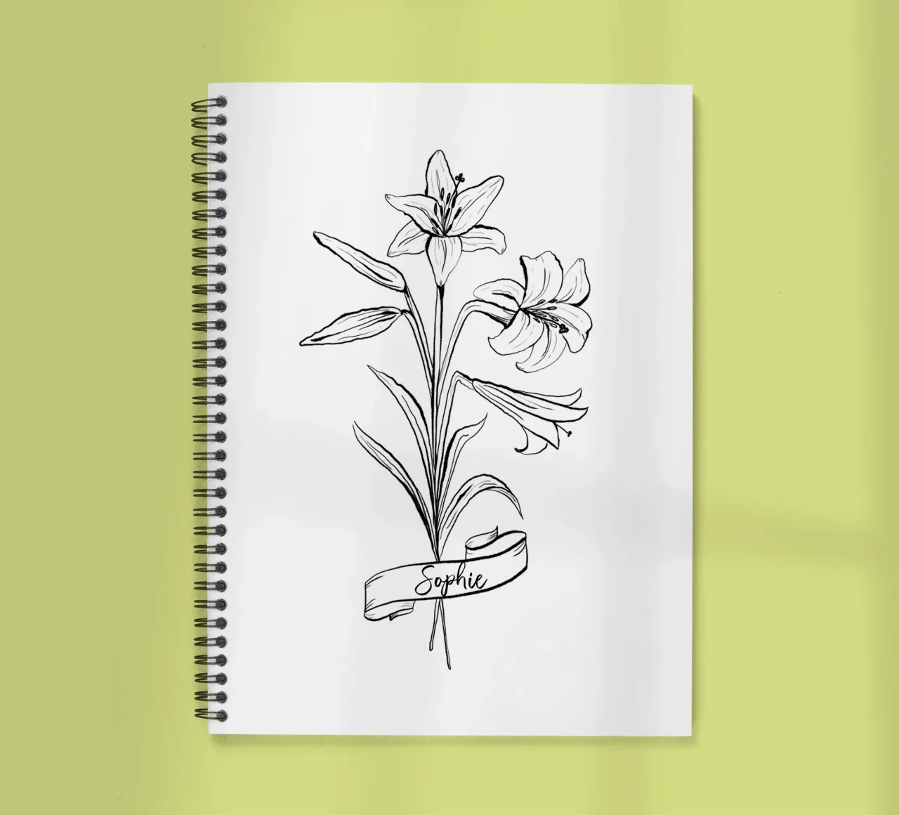 Lilium Flowers Bouquet with Name or Quote spiral notebook by anisillustration